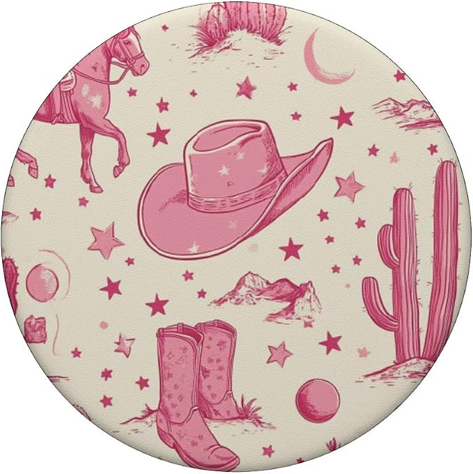 Pink Cowgirl Boots Southern Girl Horse Riding Rodeo PopSockets PopWallet for MagSafe