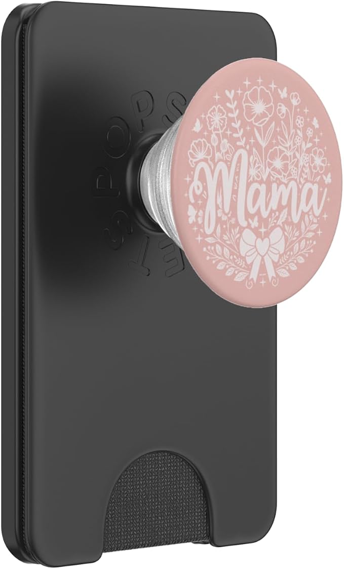 Baby Pink Heart Mama Bow Minimalist Floral Wildflower Mama PopSockets Adhesive PopGrip