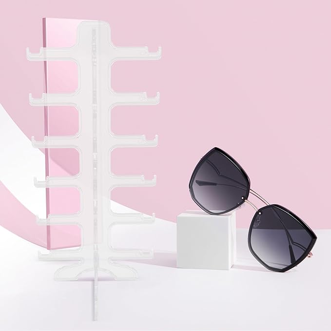OUNONA Multi-Layer Eyeglasses Display Stand 6-Tier Plastic Sunglasses Organizer Rack Eyewear Storage Holder for Desktop Home Use