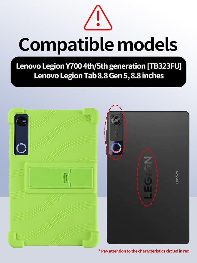 Silicone Case with Kickstand for Lenovo Legion Y700 Gen 4 / Gen 5 8.8 [TB323FU] Shockproof Protective Cover with Stand for Gaming Tablet (Black)