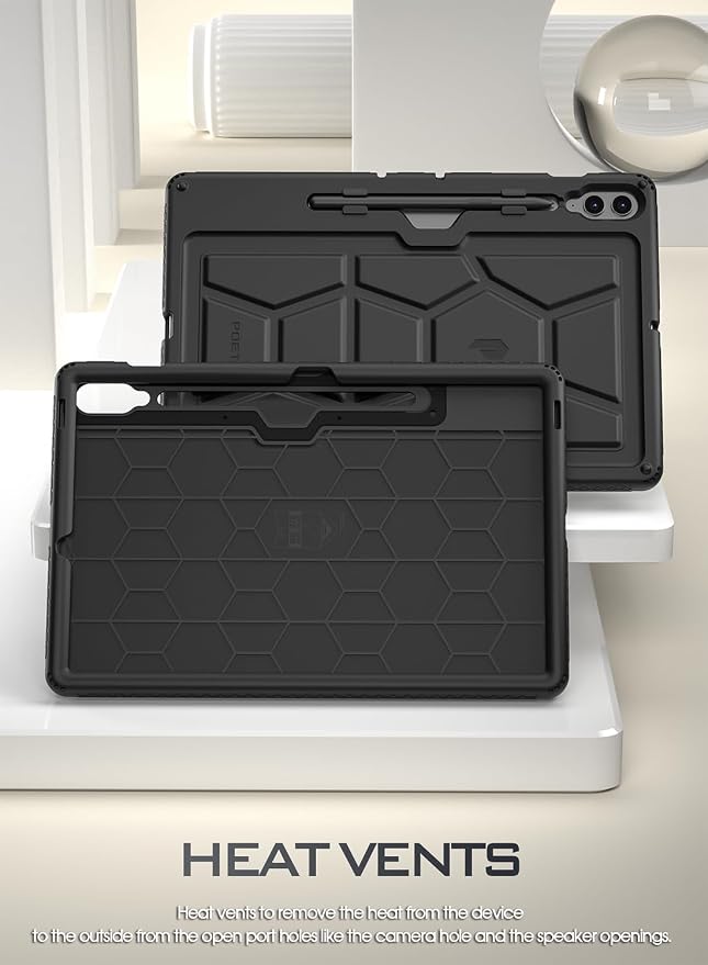 Poetic TurtleSkin Case for Samsung Galaxy Tab S10 FE Plus (2025 Release) 13.1 inch Case with S Pen Holder Heavy Duty Shockproof Kids Friendly Protective Silicone Cover Black
