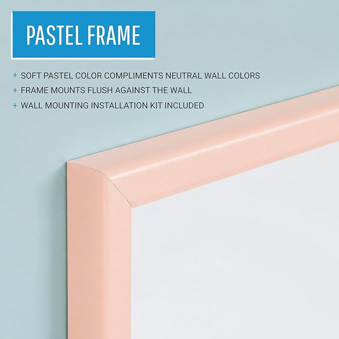 MasterVision Pastel Magnetic Dry Erase White Board, 24" x 18", Salmon Pink Frame, Decorative Whiteboard for Kitchen, Dorm, or Classroom, Wall Décor for Home Office