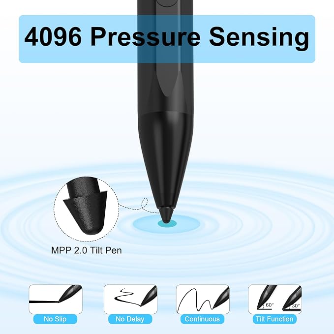 Stylus Pen for Microsoft Surface Pro 11/10/9/X/8/7/6/5/4/3Surface Go/Go2/Go3Book3/2/1Surface Laptop7/6/5/4/3/2/1Studio 2 (Black)