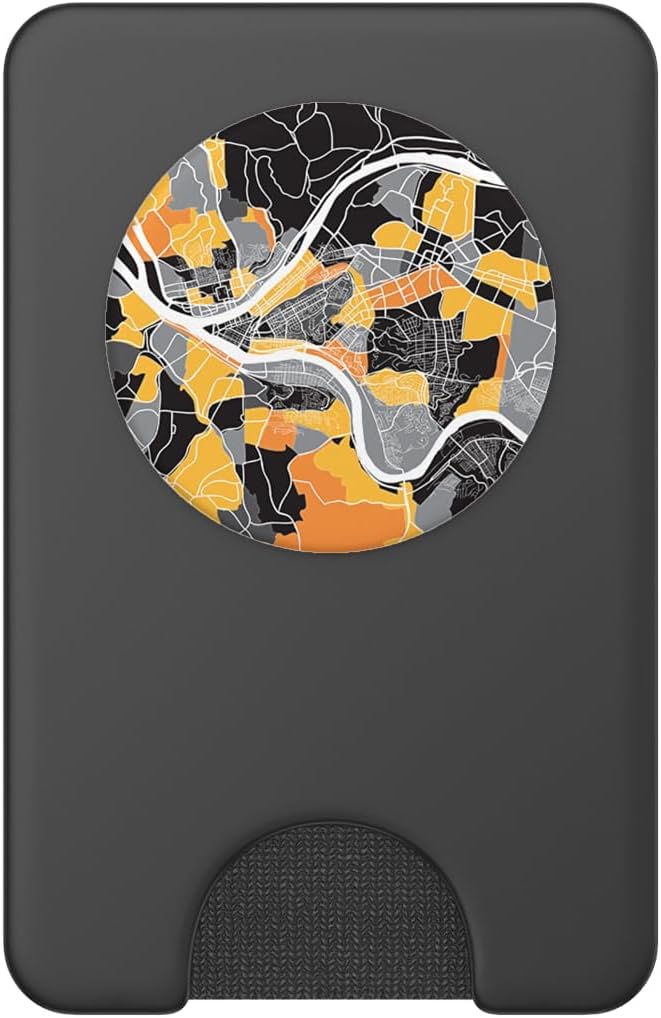 Pittsburgh City Black and Yellow Neighborhood Map PopSockets Adhesive PopGrip