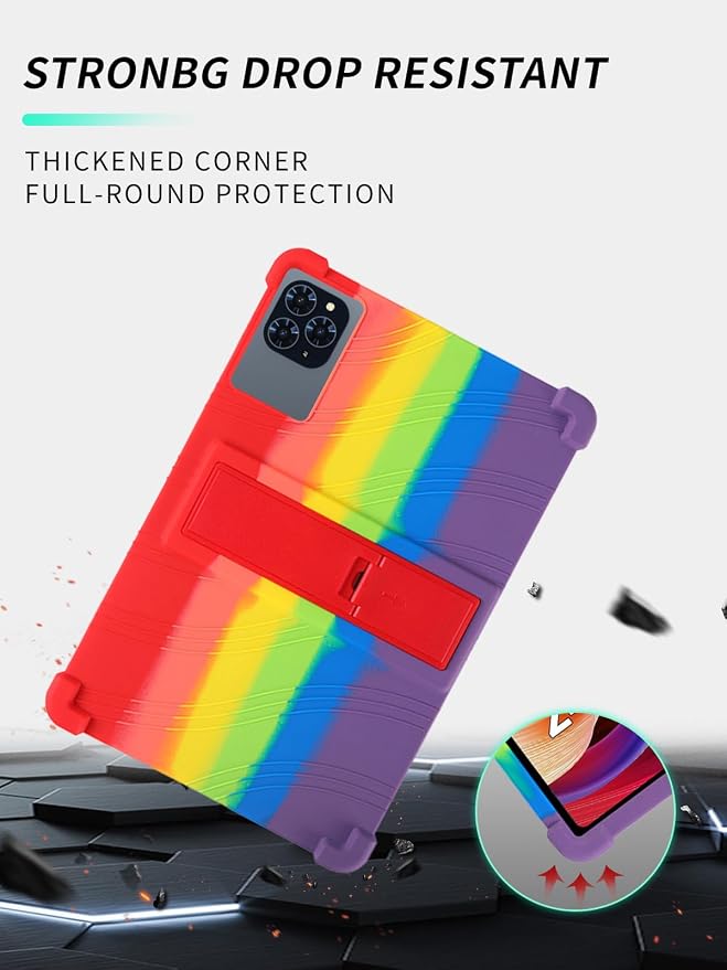 Case for KINGRID T90 11 inch Android 16 TabletWUNIAK Shock Proof Lightweight Stand Rubber Shell Protective CoverKids Friendly Soft Silicone Adjustable Stand CoverBlack