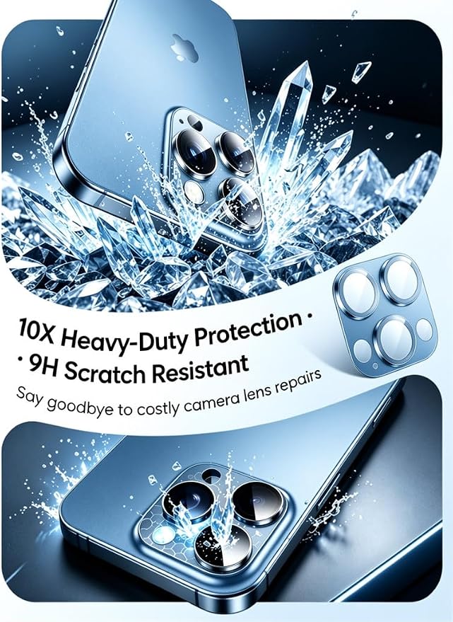 [2 Pack] Compatible for iPhone 13 Pro/iPhone 13 Pro Max Camera Lens Protector Metal Plus Tempered Glass Camera Cover Oneness Design Ultra Clear Anti-Explosion Black+Black