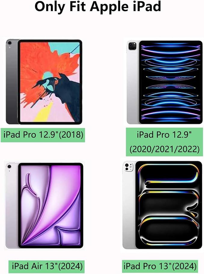 Kids Case for iPad Air 13 (2026/2025/2024) M4/M3/M2 &amp iPad Pro 13 2024 &amp iPad Pro 12.9 Cover 6th/5th/4th/3rd Gen (2022/2021/2020/2018) DIY Figures EVA Rubber Handle Stand Shockproof Bumper