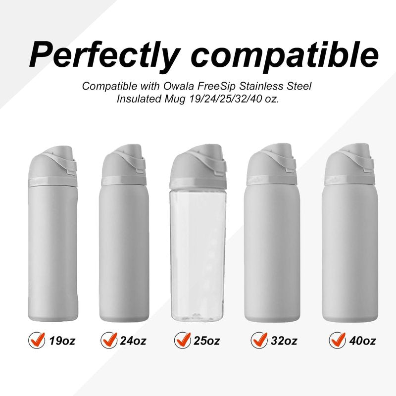 4pcs Replacement Stopper Compatible with Owala FreeSip 24oz 32oz, Water Bottle Top Lid Gasket for Owala 16/19/24/32/40oz Seal Bottle Cap Mouth Stopper Part Silicone Plug Accessories BPA-Free (Gray)