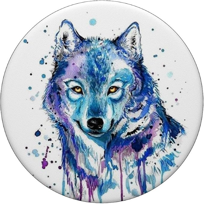 Watercolor Colorful Wild Wolf Print Pop Mount Socket PopSockets Adhesive PopGrip