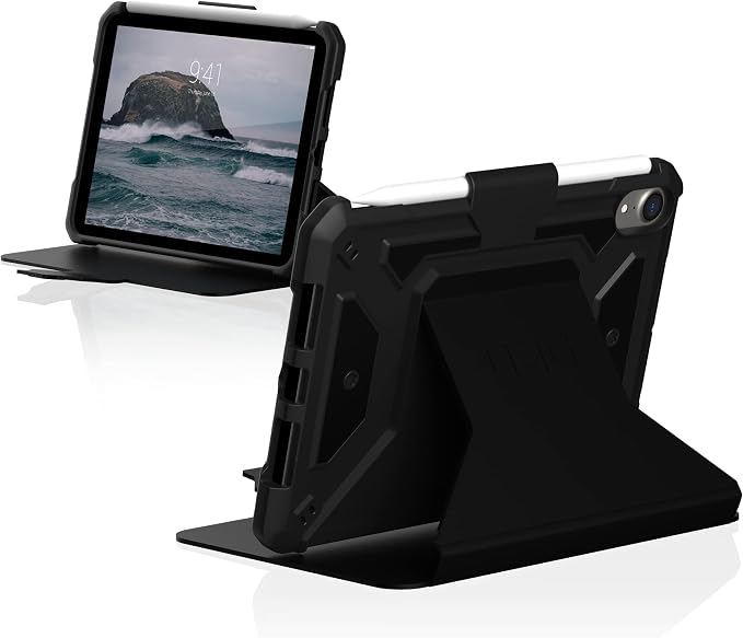 URBAN ARMOR GEAR UAG Designed for iPad mini Case (6th Gen 2021) Rugged Smooth Exterior Material Heavy Duty Multi-Angle Viewing Folio Stand with Pencil Holder Metropolis SE Protective Cover Black