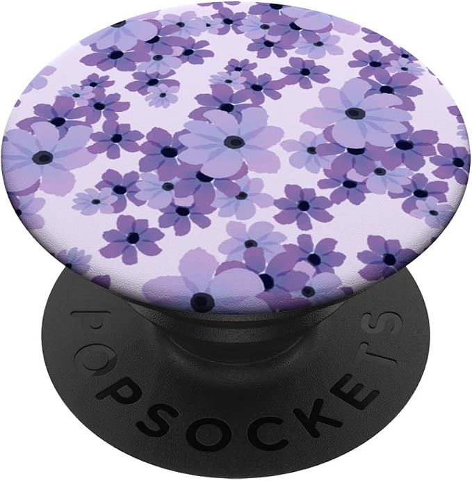 Purple Flowers Pattern Pop-Up Socket Grip-Flowers Floral PopSockets PopGrip for MagSafe