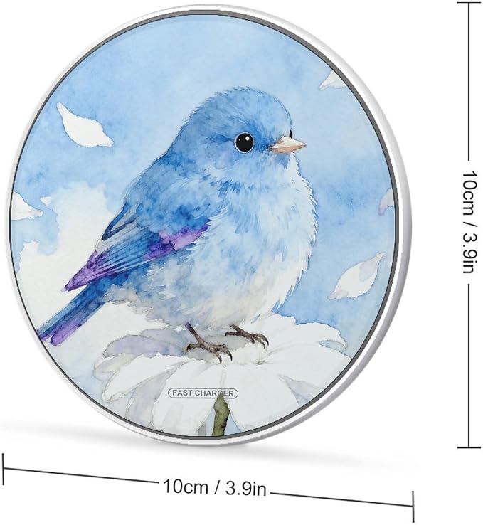 Bird Blue Wireless Charger with USB Cable Qi-Certified 10W Fast Wireless Charging Pad Portable Charging Station Anti-Slip Slim Charger Mat for All Qi-Enabled Phones