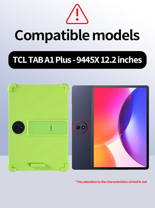 Silicone Case with Kickstand for TCL Tab A1 Plus 12.2 (Model 9445X) Soft Shockproof Protective Cover Stand Tablet Case (Black)
