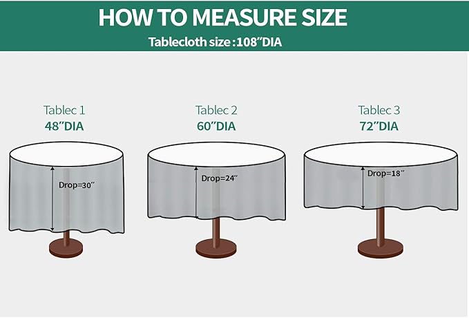 Surmente Black Tablecloth for Round Tables, 108-inch Round Table Cloths for Weddings, Banquets, or Restaurants