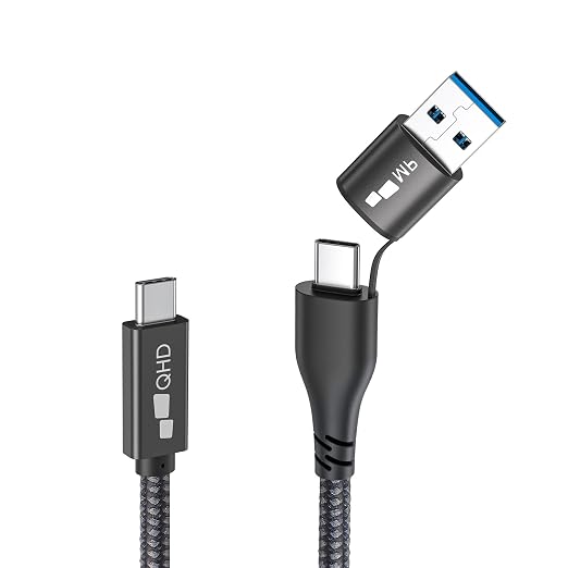 MP Mobile Pixels 2-in-1 USB Cable 3A/5.0 Gbps USB C to USB Type A/C Cable | USB Type C to USB Type A/C Cable with Right Angle Head for Mobile Pixels Laptop Screen Monitors (3ft Black)