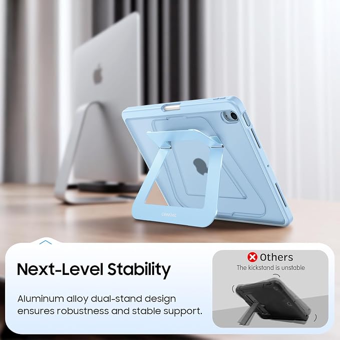 Fintie Shockproof Case for iPad Air 11-inch &amp iPad Air 5th/4th Gen 10.9 in | Slim Frosted Hard Back Cover Multi-Angle Viewing Built-in Kickstand &amp Pencil Holder Anti-Scratch Black
