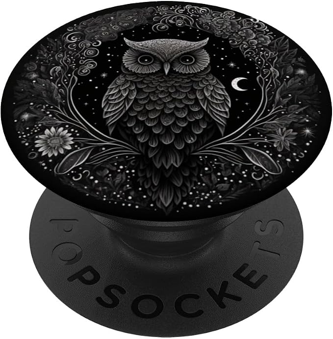 Cool Mandala Owl Illustration Unique Big Eyes Women Men Kids PopSockets Adhesive PopGrip