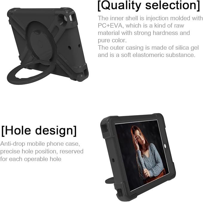AKABEILA Compatible with Amazon Fire HD 8 2020/2022 Tablet Case，Rugged Kids Case with Stand Lightweight Shockproof Kids Friendly Tablet Cover Black