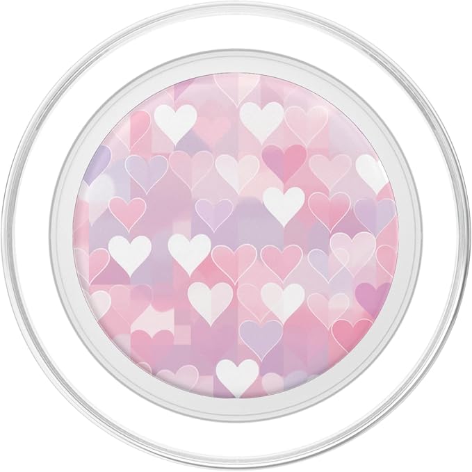 Pink Heart Pattern Valentines Day PopSockets Adhesive PopGrip