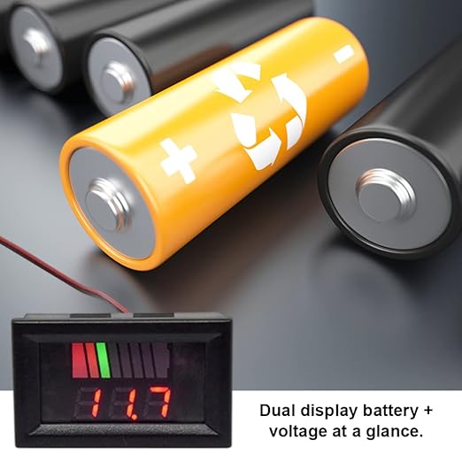 Battery Charge Level Indicator Universal Car Battery Capacity Meter Tester Checker 12v-60v Red Motorcycle Checker Auto Tester Fuel Gauge Indicator