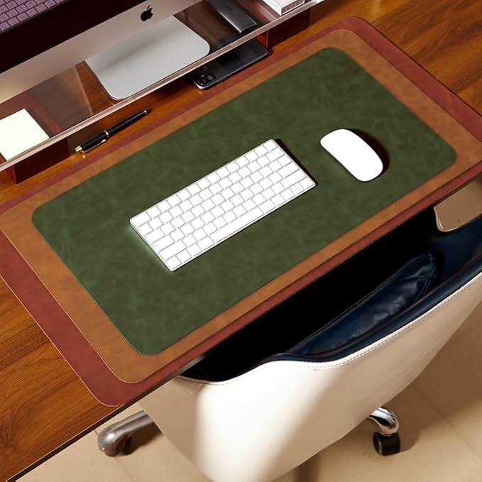 Distressed Leather Desk Mat - Non-Slip PU Desk Pad for Office and Home - Desk Organization and Accessories - Ideal for Large Mouse Pad and Desk Mats on Top of Desks(Tan,31.5"x 15.7")