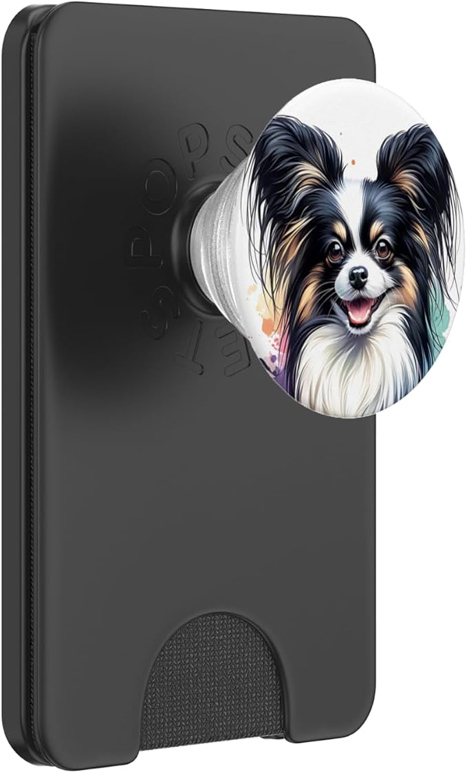 Papillon Dog Watercolor Artwork PopSockets Adhesive PopGrip