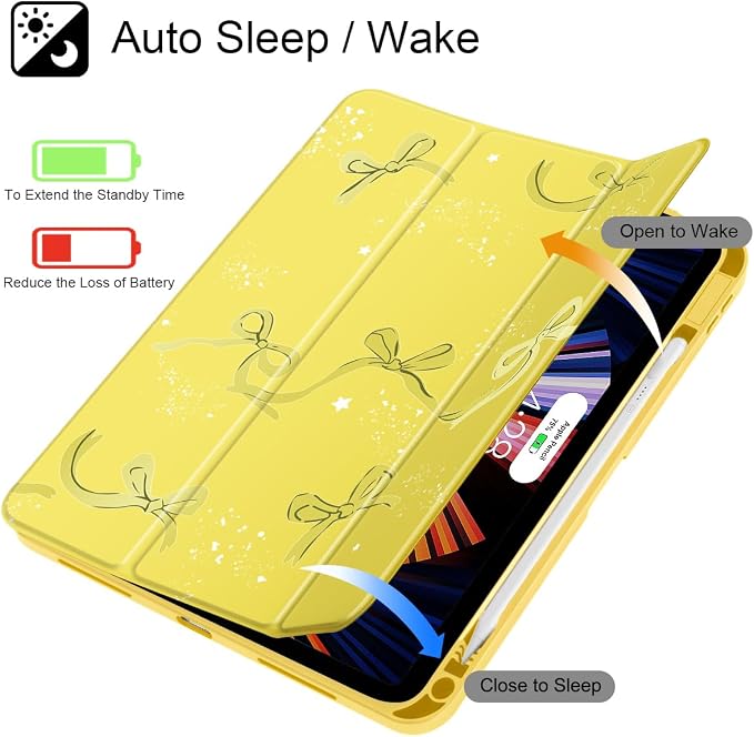 Tuiklol for iPad Pro 11 Inch 4th / 3rd / 2nd / 1st Gen (2022 2021 2020 2018) Case -Built-in Pencil Holder Shockproof Cover Clear Transparent Back Shell with Auto Wake/Sleep Black Flower