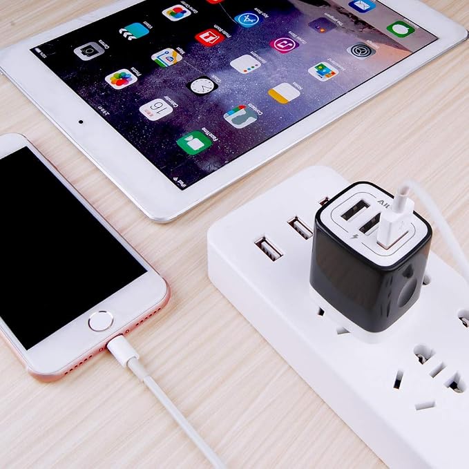 Wall Charger AILKIN 3.1A MultiPort Fast Charger Plug Travel Home Power Adapter Quick Charging Block Base Boxed for iPhone 15 14 13 12 11 10 8 7 Pro Max Mini Samsung Galaxy Pixel Kindle USB Brick