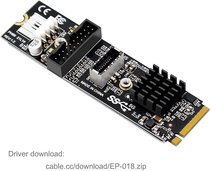 cablecc 5Gbps Type-E USB 3.1 Front Panel Socket &amp USB 2.0 to NVME NGFF M-Key Express Card VL805 Adapter for Motherboard
