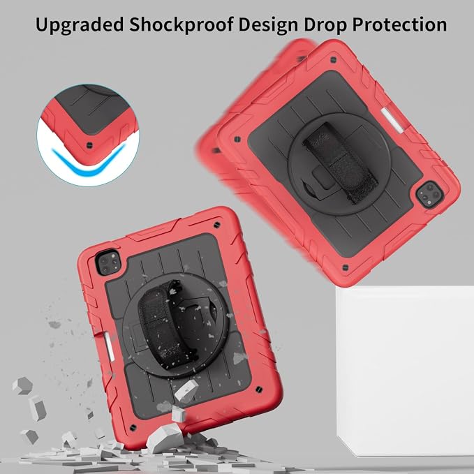 iPad Pro 11 inch Case with Rotating Stand &amp Shoulder Strap Heavy Duty Shockproof Cover with Pencil Holder for iPad Pro 11-inch 4th/3rd/2nd/1st Gen (Black)
