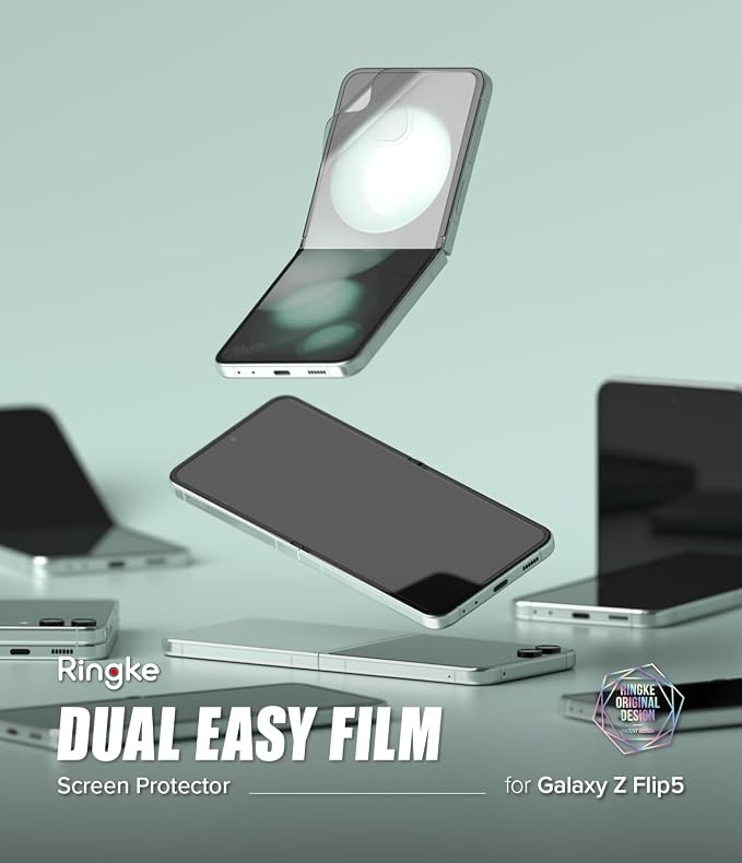 Ringke Dual Easy Film [4-Layer Protection] Compatible with Samsung Galaxy Z Flip 5 Screen Protector Self Healing Repair Coating Full Coverage HD Clear Screen Protector - 2 Pack