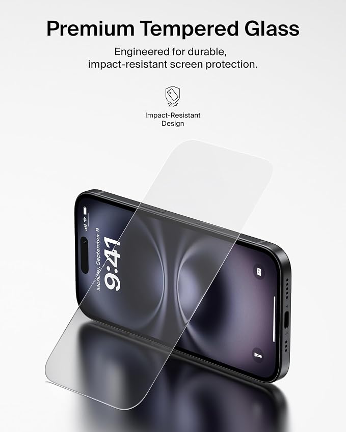 Belkin ScreenForce UltraGlass 2 Screen Protector for iPhone Air 25X Stronger Glass Scratch-Resistant &amp Impact Protection Easy Align Tray for Bubble-Free Application Made with Recycled Glass