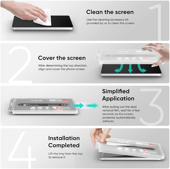FLOLAB NanoArmour ONETIME PRO for Samsung Galaxy S26 Screen Protector Anti Reflective Tempered Glass Edge to Edge Fingerprint ID Compatible Dust Free Easy to Install