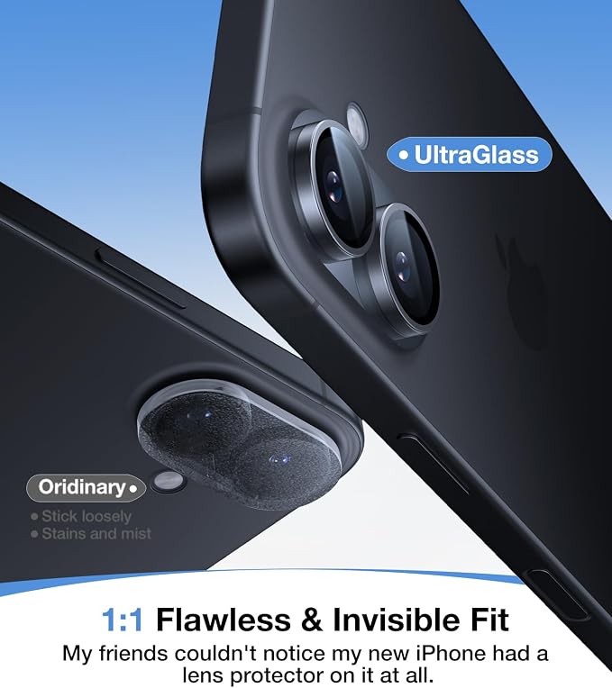 UltraGlass for iPhone 16 Pro Max/16 Pro Camera Lens Protector [NO.1 Military Grade Shatterproof] iPhone 16 Pro Max Camera Protector 16 Pro Lens Cover [Longest Durable] Easy Install Black Titanium