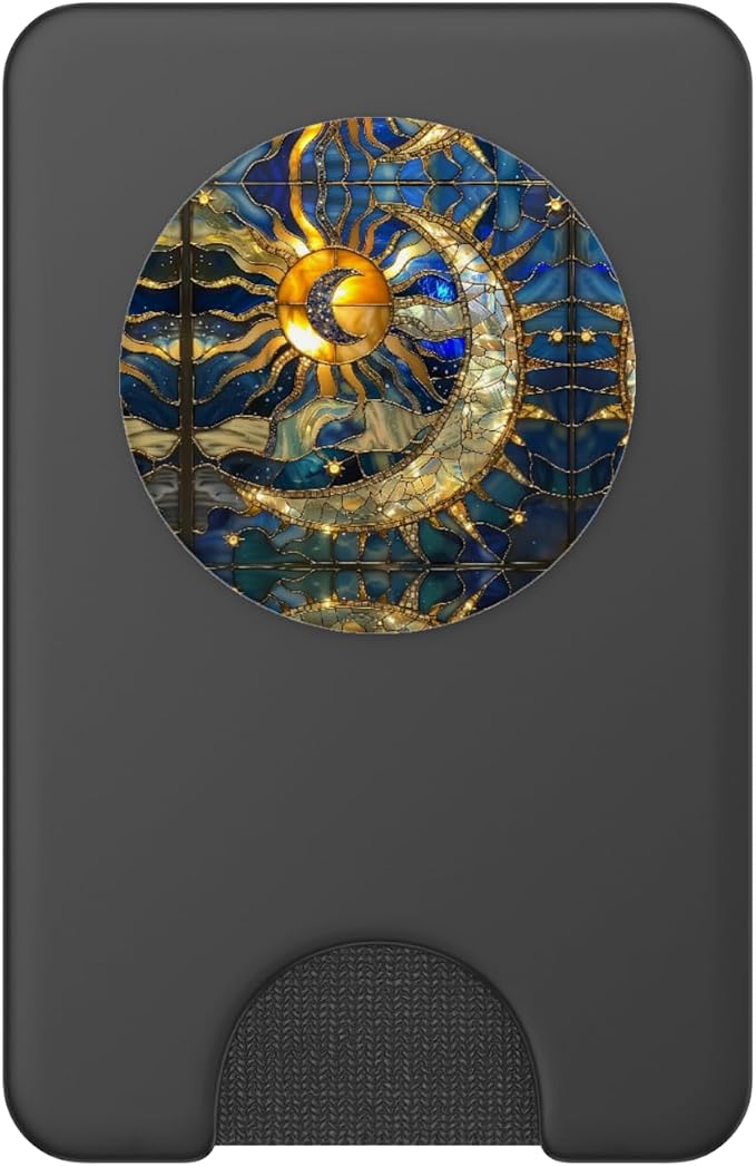 Celestial Sun Moon Star Stained Glass Effect Art Stain Glass PopSockets Adhesive PopGrip