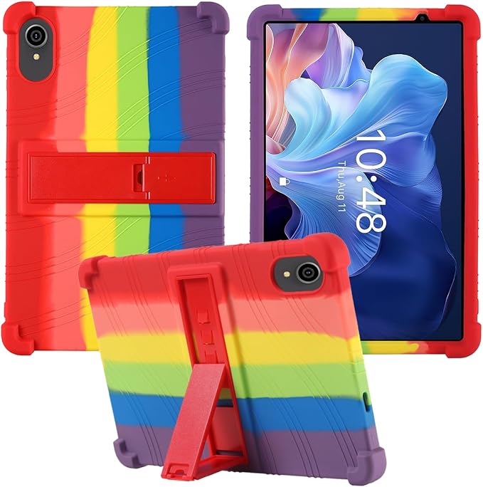 for ApoloSign EP103A 10.1 Tablet CaseBOVUGAC Soft Silicone Case Adjustable Stand Shockproof Kids Friendly (Black)