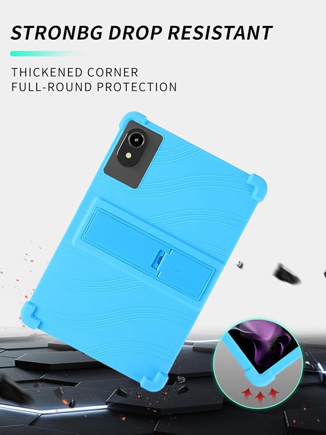 Case for ApoloMedia EP1095T 11 Tablet 2025 Android 15，WUNIAK Shock Proof Lightweight Stand Rubber Shell Protective CoverKids Friendly Soft Silicone Adjustable Stand CoverBlack