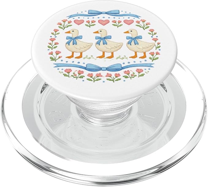 Vintage Geese with Bows Flowers and Hearts 80's Style Goose PopSockets PopGrip for MagSafe