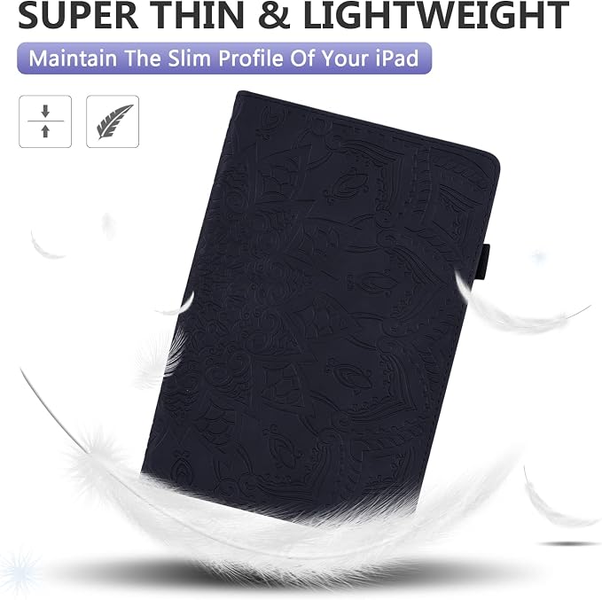 Dteck Case for Samsung Galaxy Tab S9 FE+ Plus 5G Tablet Case 12.4 2023 with Pencil HolderPU Leather Embossed Flower Cat Folio Multi-Angle Viewing Stand Shockproof Protective Tablet 12.4 CoverBlue