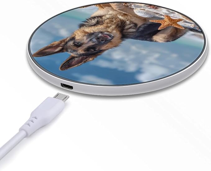 German Shepherd Dog Beach Wireless Charger Portable Charging Pad | LightweightAll Smartphone