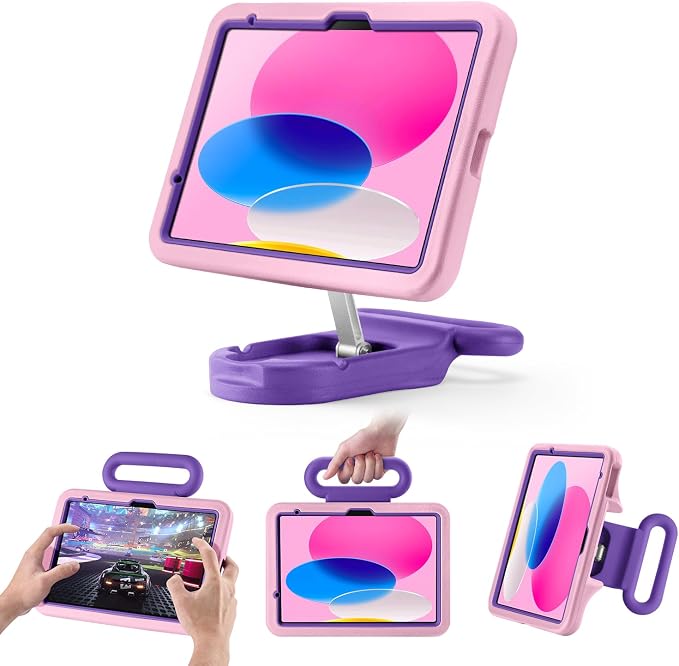 Kids Case for iPad (A16) 11th/10th Gen 10.9'' 2025/2022Adjustable Portrait/Landscape Stand/Drop Proof with HandleChild Friendly Case for iPad Air 11 (M4/M3/M2) 2026/2025/2024 (BlackBlue)