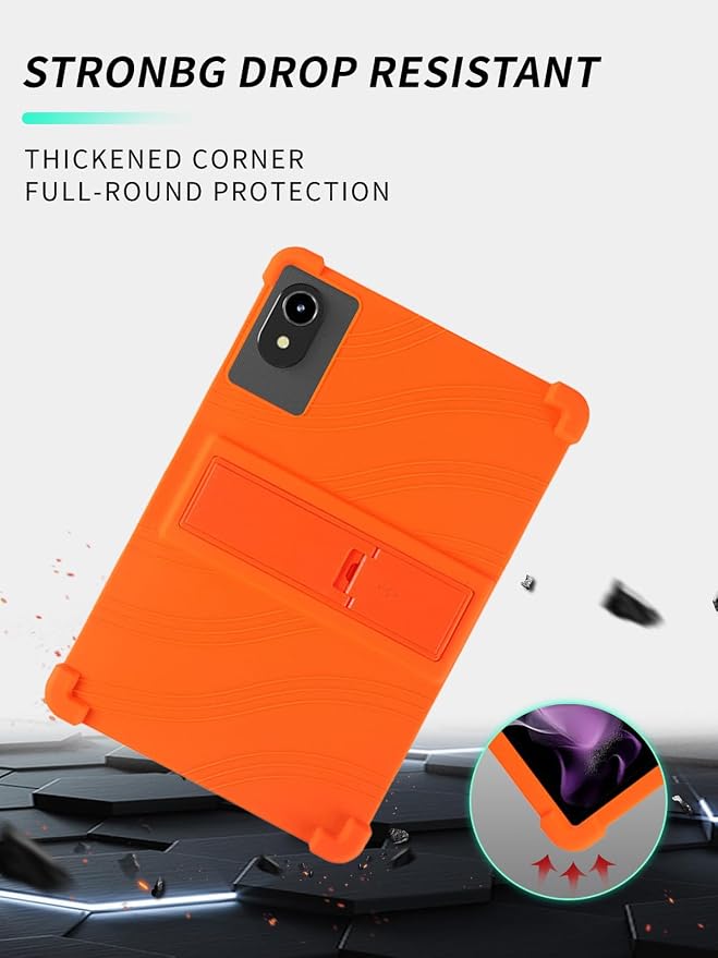 Case for ApoloMedia EP1095T 11 Tablet 2025 Android 15，WUNIAK Shock Proof Lightweight Stand Rubber Shell Protective CoverKids Friendly Soft Silicone Adjustable Stand CoverBlack
