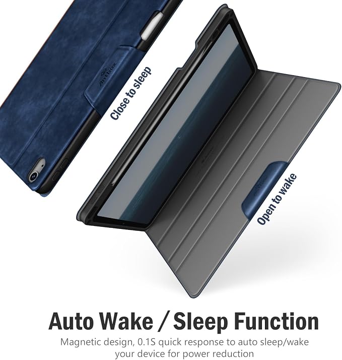 Antbox for iPad Air 13 Inch Case 2026 M4 /2025 M3 /2024 M2 Black | Built-in Pencil Holder Supports Pencil Pro and Pencil (USB-C) Auto Sleep/Wake PU Leather iPad Air 13'' Cover