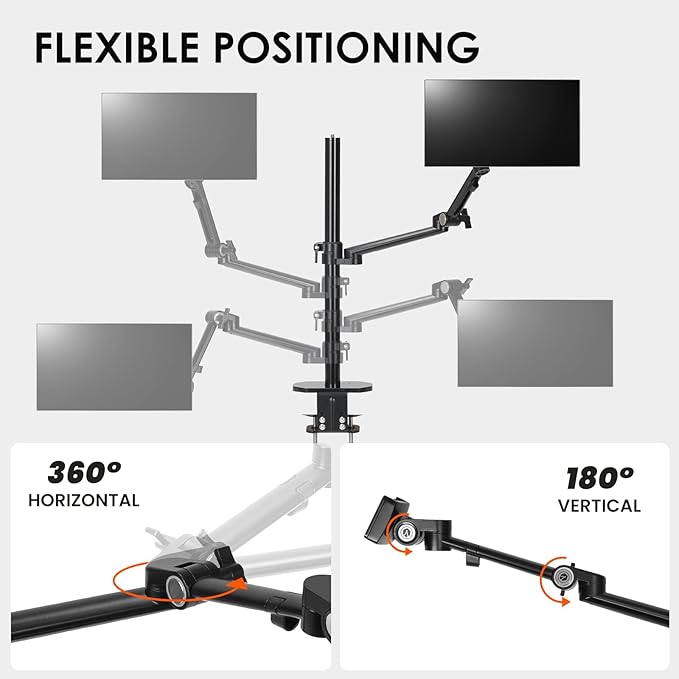 TARION Modular Desktop Arm Mount - 48cm / 19" Single Desk Stand with Tablet Holder & VESA Mount for Laptop Monitor 360° Adjustable - Compatible with 35mm Rod Lite Z Desktop - Titanrig Arm X
