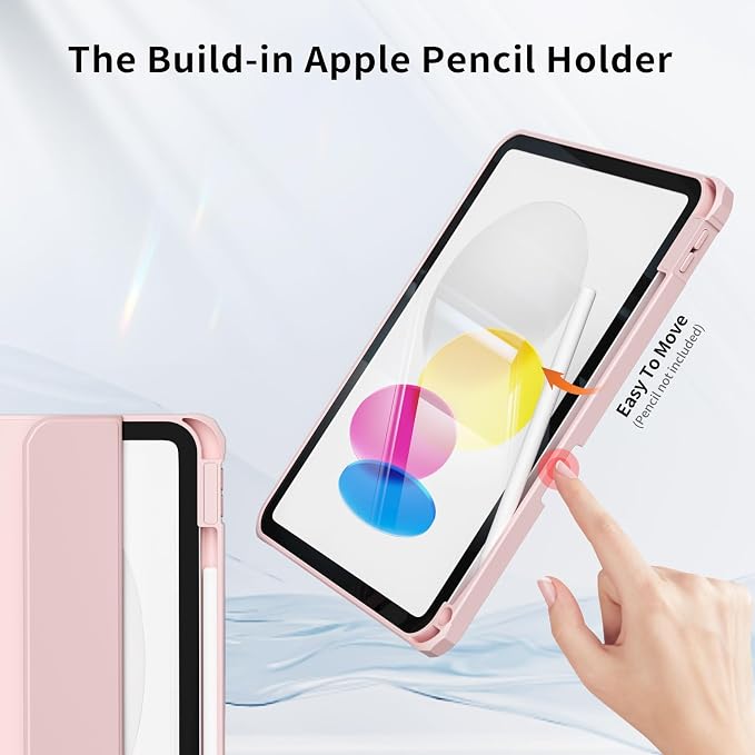 Detachable Case for iPad A16 11th Gen 11/10th Gen 10.9 Black | Slim Transparent Shell Back Soft Shockproof TPU Frame Without Pencil Holder Auto Sleep/Wake