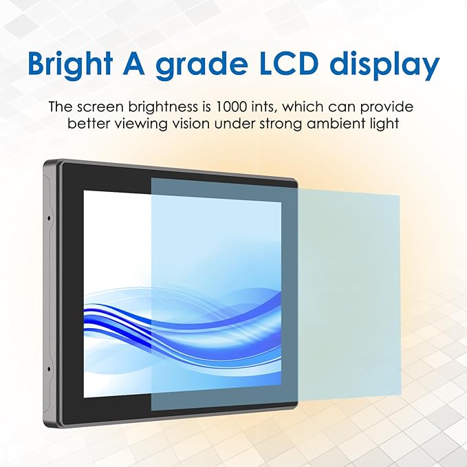 GreenTouch 12.1 Inch 1000 Nits High Brightness Display Capacitive Touchscreen Open Frame LCD Touch Screen Monitor - Front IP65 and IK08-1024 x 768 - Black
