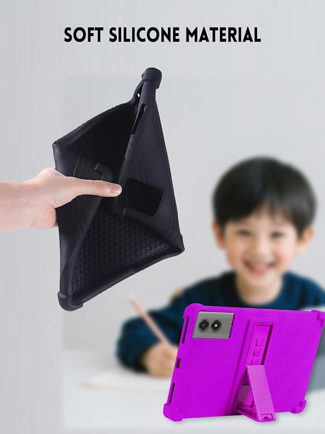 Case for TABWEE T50 Tablet 11 Inch (Black) | Soft Silicone Kids Friendly Protective Cover with Adjustable Stand Drop-Proof