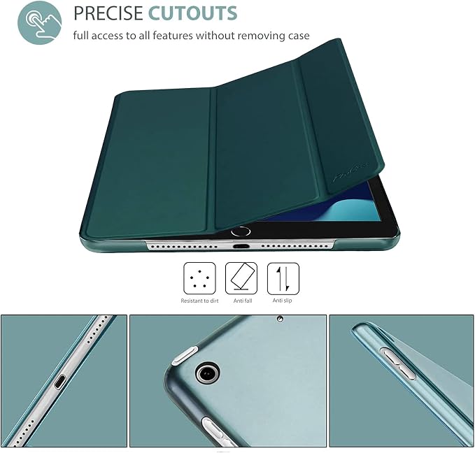 ProCase iPad 10.2 Case 2021 9th Gen/ 2020 8th Gen/ 2019 7th Gen Case with Tempered Glass Screen Protector Slim Stand Hard Shell Protective Smart Cover for 10.2” iPad 9th/8th/7th Generation -Black