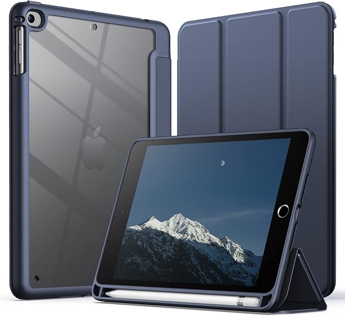 JETech Case for iPad mini 5/4 (7.9-Inch 2019/2015 Model) with Pencil Holder Clear Transparent Back Shell Slim Stand Shockproof Tablet Cover Auto Wake/Sleep (Black)