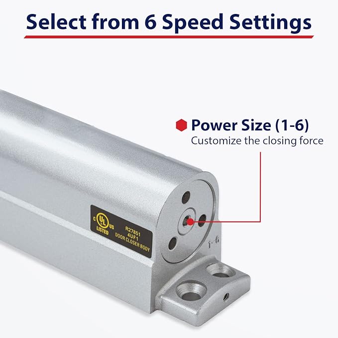 Lawrence Heavy Duty Door Closer Commercial Grade 1 - Adjustable 6-Speed Delayed-Action Door Control with 3 Pistons – Flexible Installation with Included Hardware - Embassy Series LH816